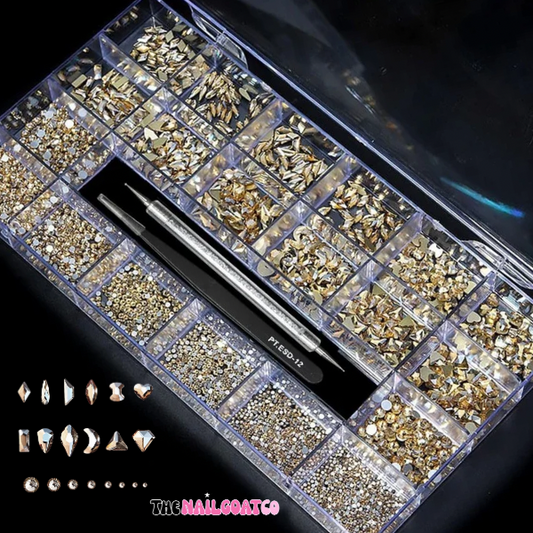 1000 PCS Champagne AB Crystal Nail Tray