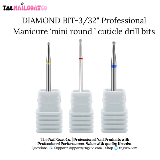 Diamond Mini Round Cuticle Bit– Professional Nail Drill Bits (3/32" Shank)