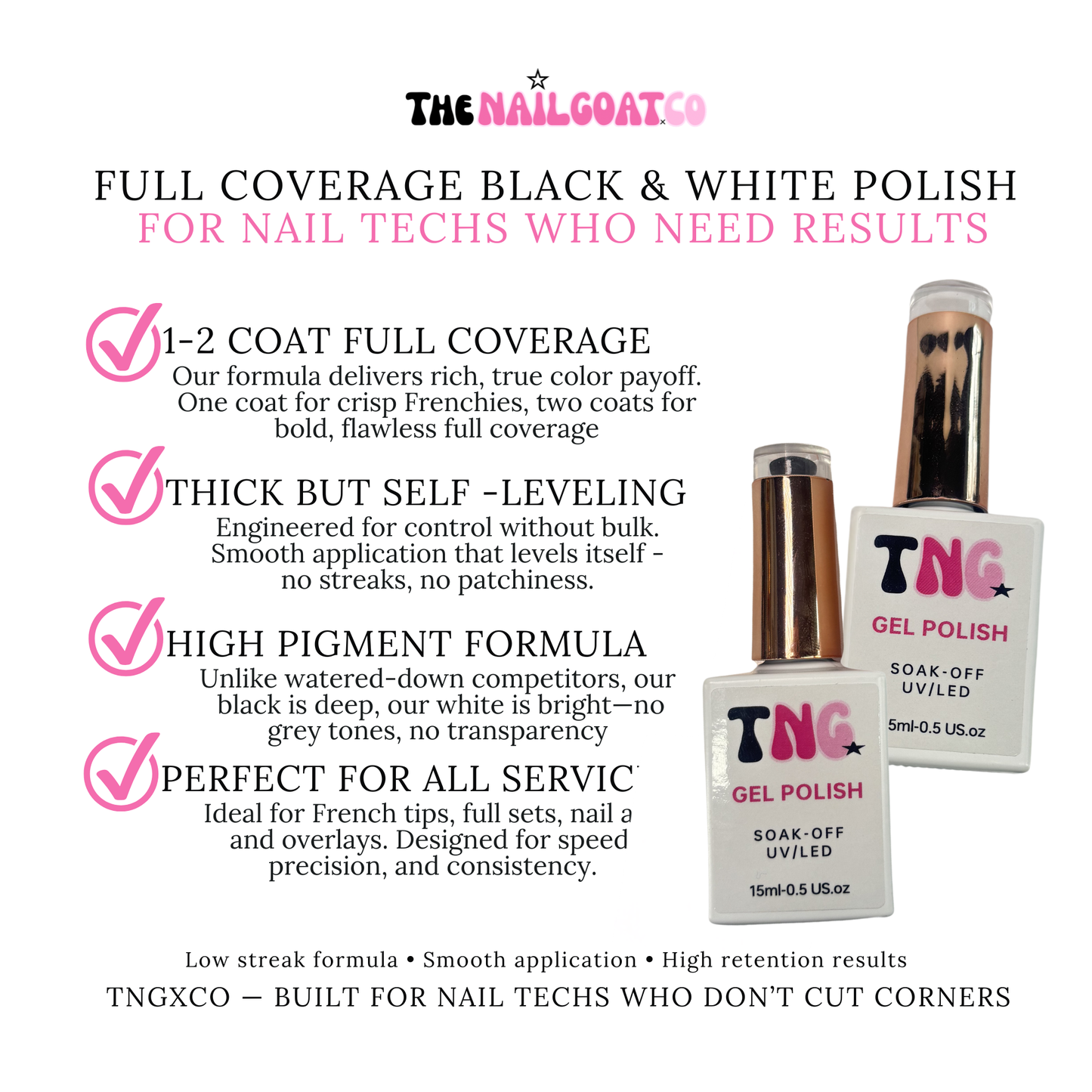 Super Coverage black and white Gel Polishes