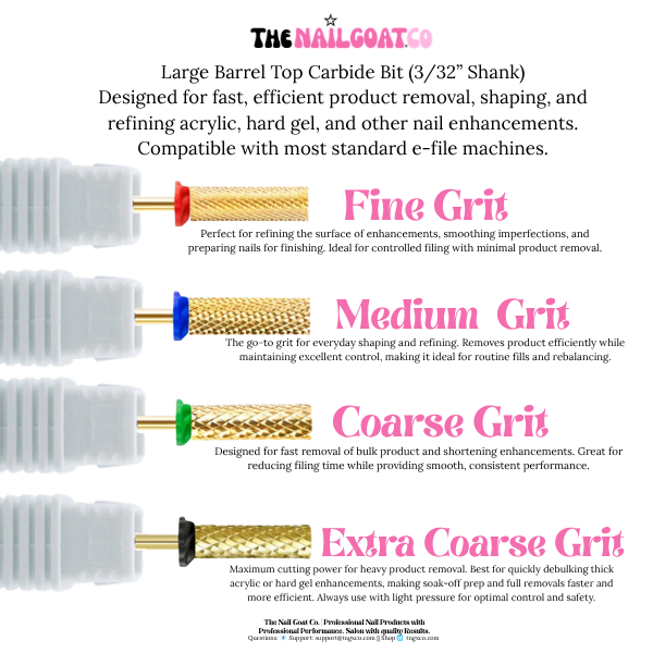 Large Barrel Carbide Bit – Professional Nail Drill Bits (3/32" Shank)