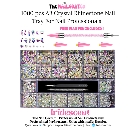 TheNailGoatCo 1000 PCS Iridescent AB Crystal Nail Tray
