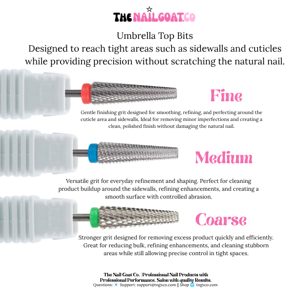 Umbrella Top Bit Collection – Professional Nail Drill Bits (3/32" Shank)
