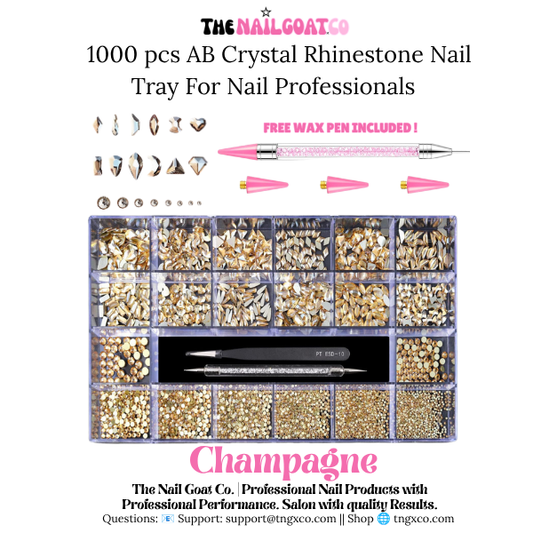 TheNailGoatCo 1000 PCS Champagne AB Crystal Nail Tray