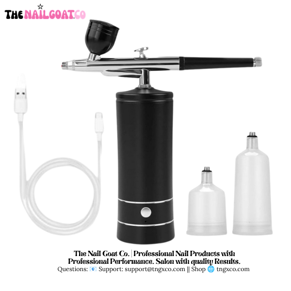 TheNailGoatCo Rechargeable Cordless Airbrush Compressor - for Barber, Nail Art, Cake Decor, Makeup, Model Painting etc.