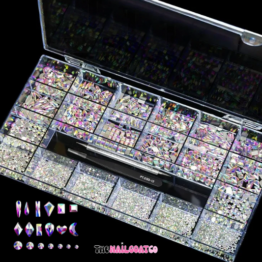 1000 PCS Iridescent AB Crystal Nail Tray