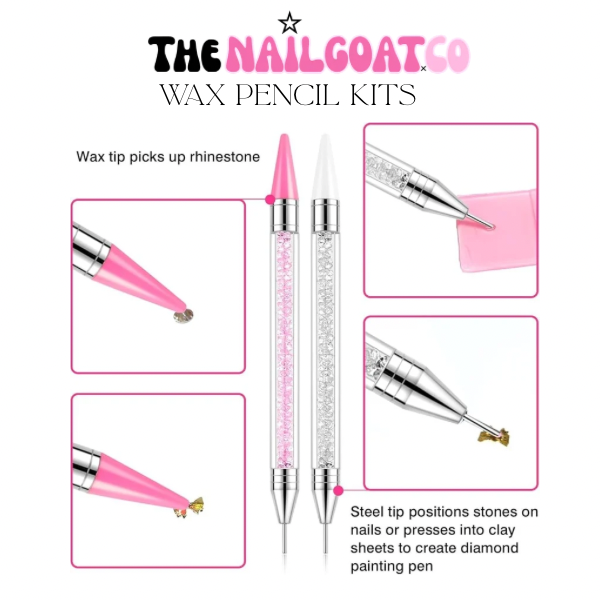 Wax pencil kits for nailtechs, rhinestones, charms, embellishments etc.