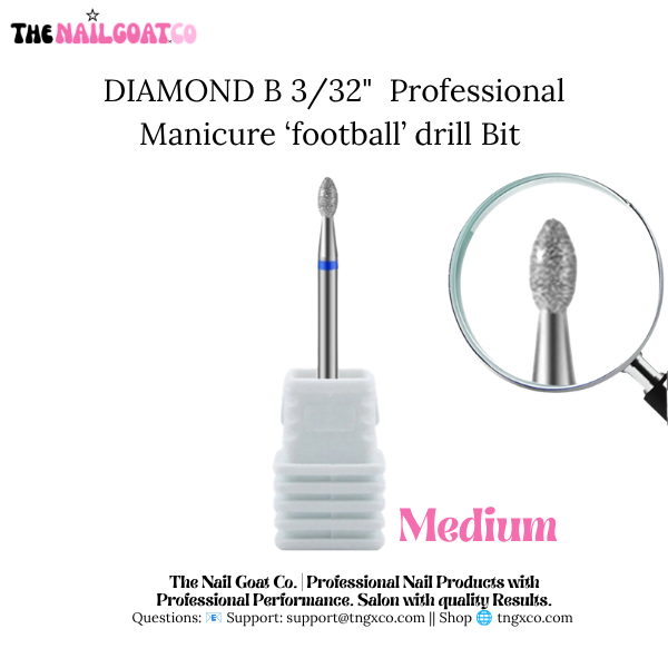 Diamond Football Bit – Professional Nail Drill Bits (3/32" Shank)