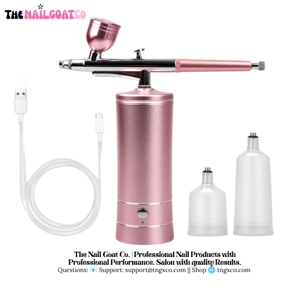 TheNailGoatCo Rechargeable Cordless Airbrush Compressor - for Barber, Nail Art, Cake Decor, Makeup, Model Painting etc.