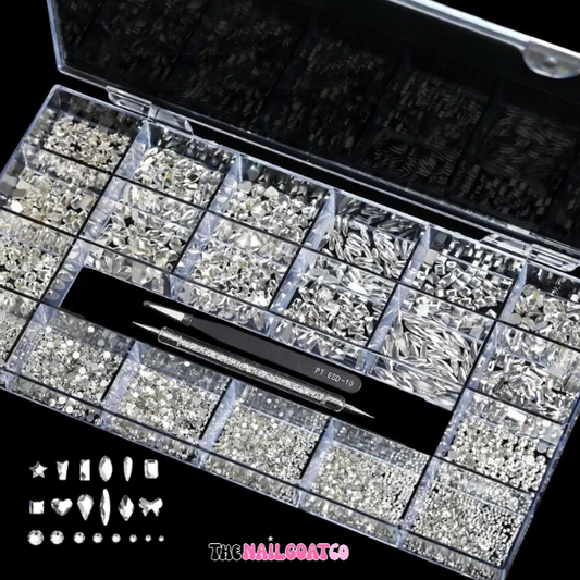 1000 PCS Silver AB Crystal Nail Tray